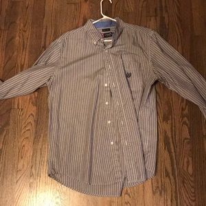 Large Chaps,Gray/brown/white long sleeve button up